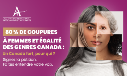 Photographie d'une femme et inscription indiquant la signature d'une pétition